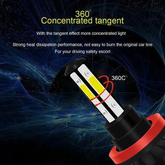 Alt view image 4 of 6 - For Ford Fusion Focus LED Headlights Kit Low Beam Fog Light Bulbs 8000K Combo 4x