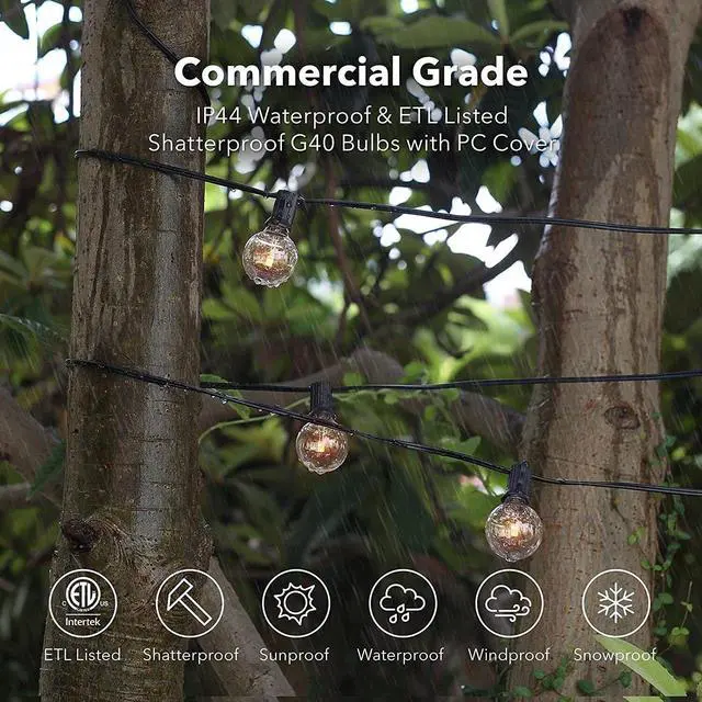 Alt view image 6 of 6 - 25ft Outdoor Remote Control String Lights RGBW 27 LED G40 Bulbs2 Spare
