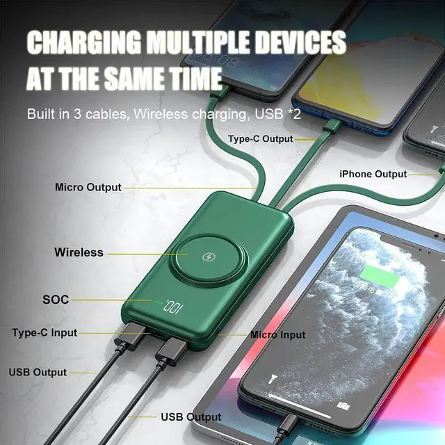 Alt view image 5 of 6 - Qi Wireless Power Bank 900000mAh Backup Portable Charger External Battery Backup