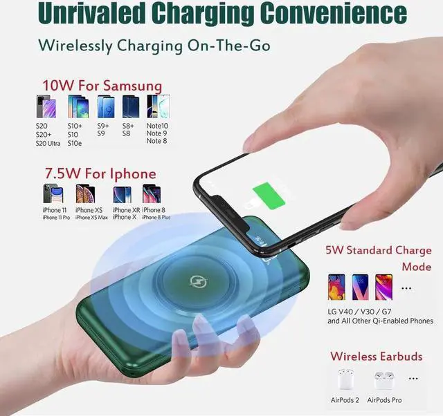 Alt view image 6 of 6 - Qi Wireless Power Bank 900000mAh Backup Portable Charger External Battery Backup