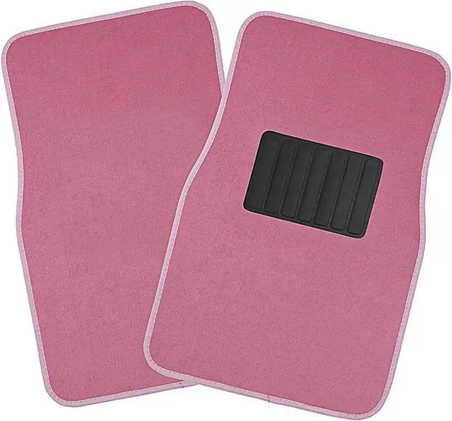 Alt view image 2 of 4 - Car Floor Mats - Carpet  Set of 4 for All Vehicles - Rubber-Lined - Pink
