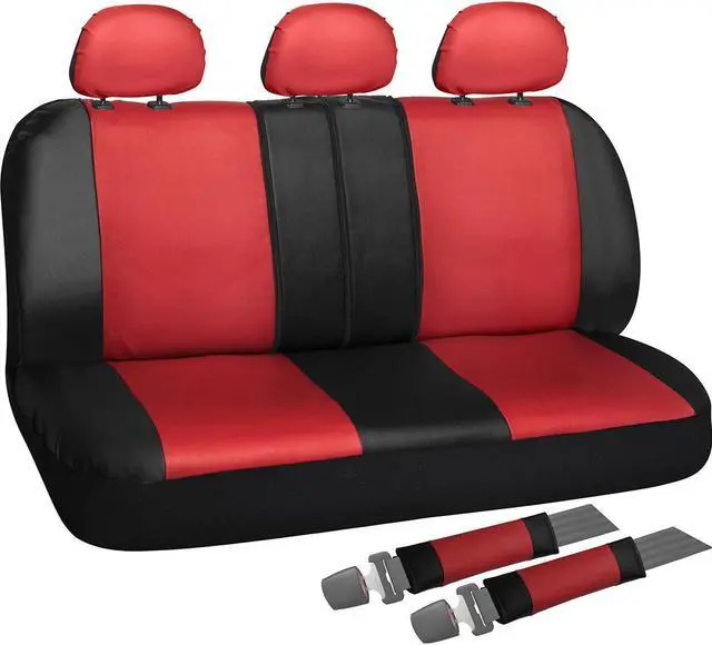Alt view image 4 of 4 - Seat Cover Complete Set for Car Truck SUV Van - PU Leather - 10 Piece
