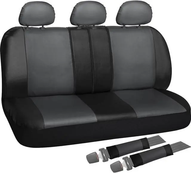 Alt view image 4 of 4 - Seat Cover Complete Set for Car Truck SUV Van - PU Leather - 10 Piece
