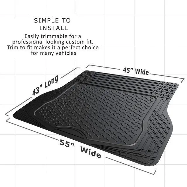 Alt view image 2 of 5 - All Weather Rubber CargoTrunk Liner Floor Mat - Cover for Rear - Black