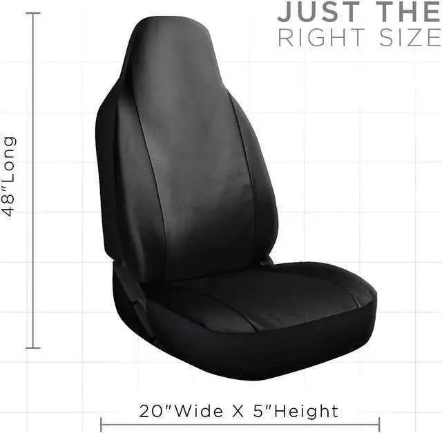 Alt view image 2 of 5 - Car Seat Cover - PU Leather Universal Fit for Cars, Trucks, SUVs, Vans - 2 Pc