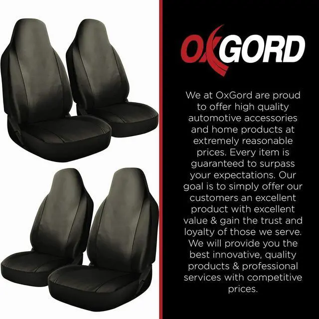Alt view image 5 of 5 - Car Seat Cover - PU Leather Universal Fit for Cars, Trucks, SUVs, Vans - 2 Pc
