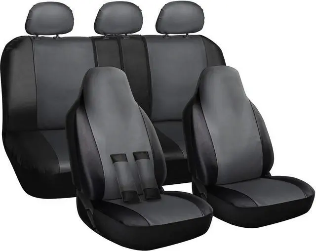 Main image of Seat Cover Complete Full Set for Cars Trucks SUVs Vans - PU Leather - 10 Piece