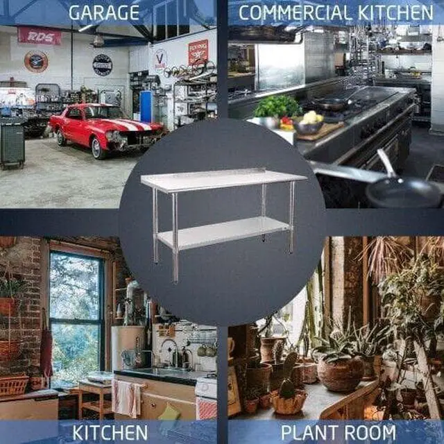 Alt view image 3 of 6 - Stainless Steel 48"x24" Kitchen Restaurant Work Prep Table Backsplash Heavy Duty