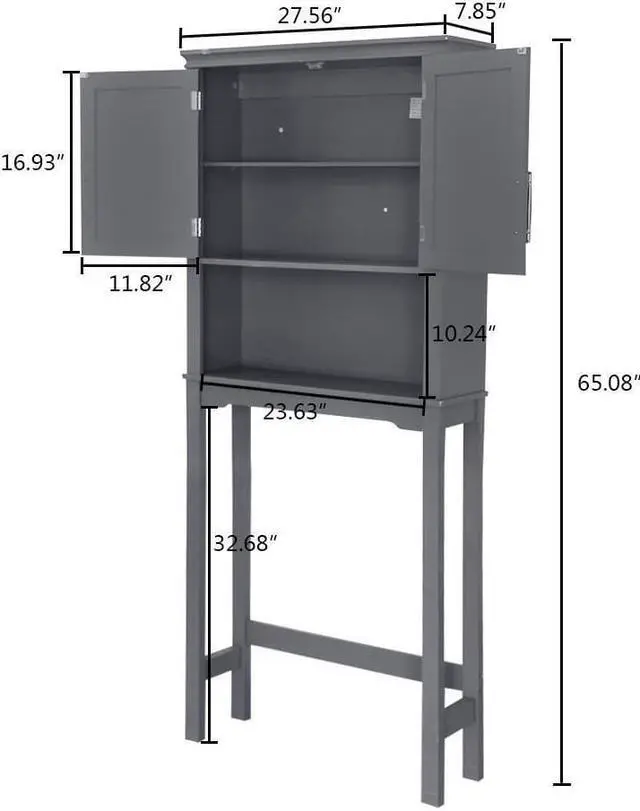 Alt view image 5 of 6 - Over The Toilet Cabinet MDF Bathroom Storage Organizer with Adjustable Shelf