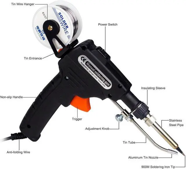 Alt view image 2 of 6 - Electric Auto Soldering Iron  Kit  60W Hand-Held Tweezers Wire Welding Tool