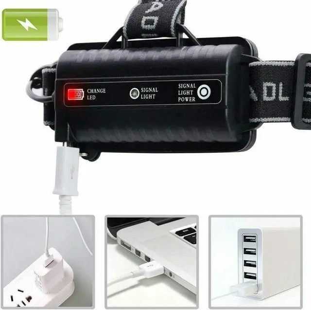 Alt view image 6 of 6 - USB Rechargeable LED Headlamp Flashlight Headlight Head Torch Waterproof Sensor