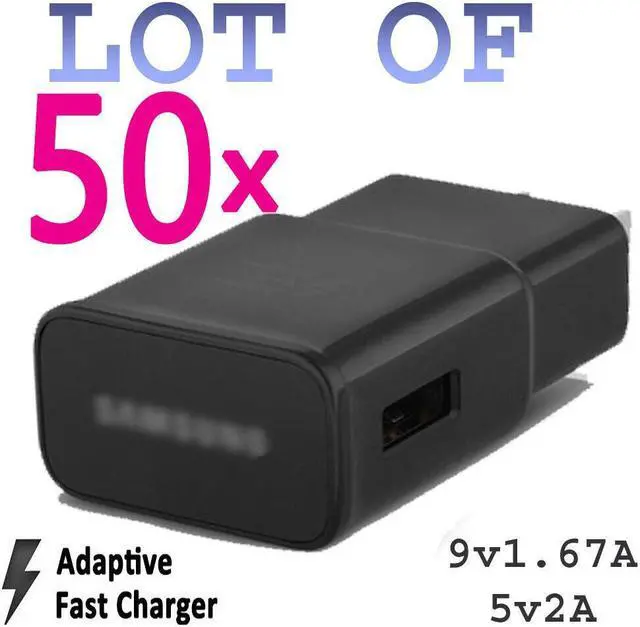 Alt view image 3 of 3 - LOT 50x BLACK Adaptive Fast Wall Charger For  S6 S7 Edge Note56 Rest