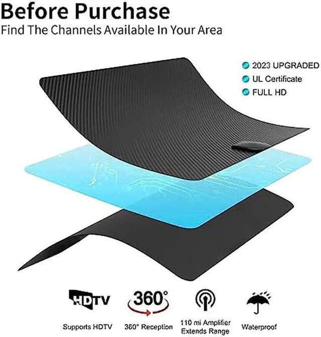 Alt view image 5 of 6 - TV Antenna Newest Indoor Amplified Digital Long Range 1080P Signal Booster 4K HD