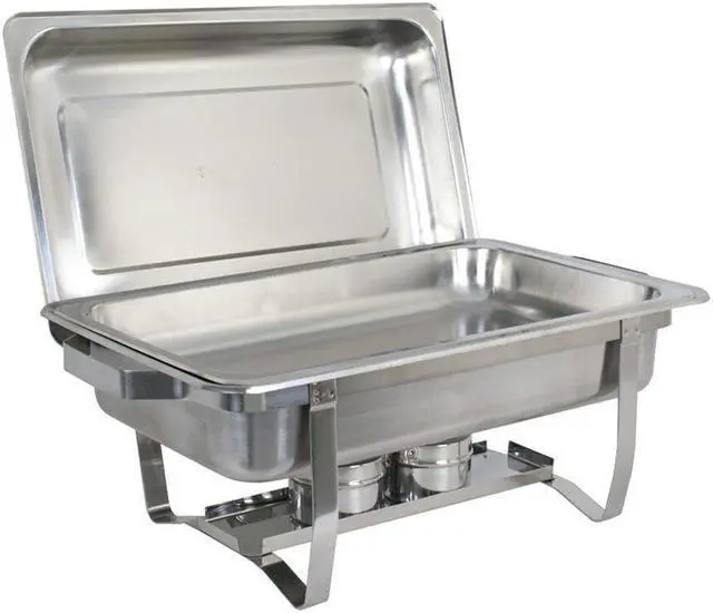 Alt view image 3 of 6 - Stainless Steel Buffet Set 2 Round 5QT Chafing Dish + 2 8QT Rectangular Chafers