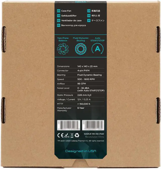 Alt view image 6 of 6 - Iceberg Thermal IceGALE 140mm PWM Case Fan (Teal)