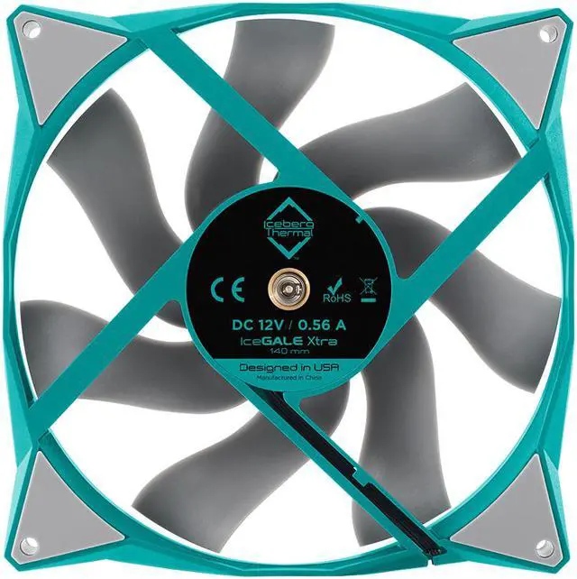 Alt view image 3 of 6 - Iceberg Thermal IceGALE Xtra 140mm PWM High Performance Case Fan (Teal)