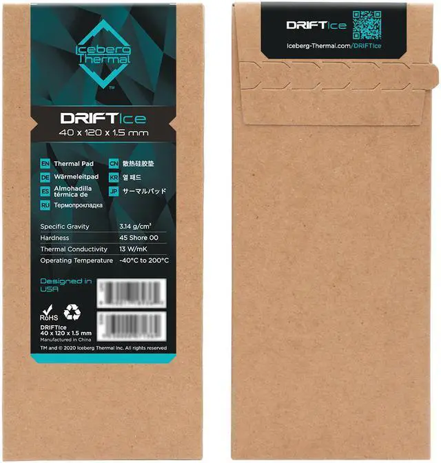 Alt view image 2 of 6 - Iceberg Thermal DRIFTIce Thermal Pad 120mm x 40mm x 1.5mm (13 W/mK)