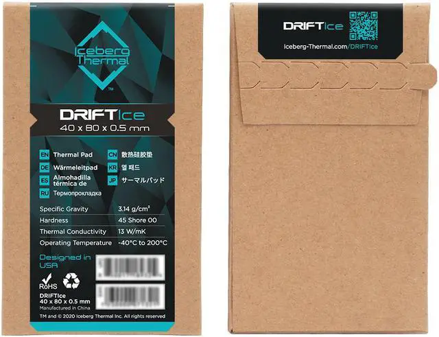 Alt view image 6 of 6 - Iceberg Thermal DRIFTIce Thermal Pad 80mm x 40mm x 0.5mm (13 W/mK)