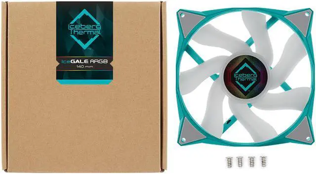 Alt view image 5 of 6 - Iceberg Thermal IceGALE ARGB 140mm PWM Case Fan (Teal)