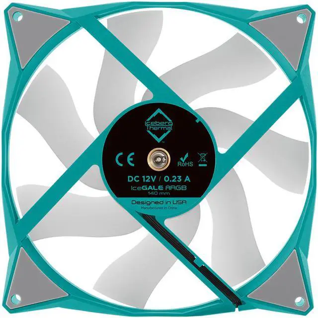 Alt view image 4 of 6 - Iceberg Thermal IceGALE ARGB 140mm PWM Case Fan (Teal)