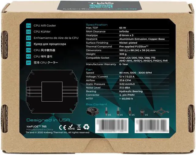 Alt view image 5 of 7 - Iceberg Thermal IceFLOE T65 ITX Low Profile 3 Heat Pipe Extrusion Aluminum Heatsink HTPC CPU Cooler with 80mm Fan