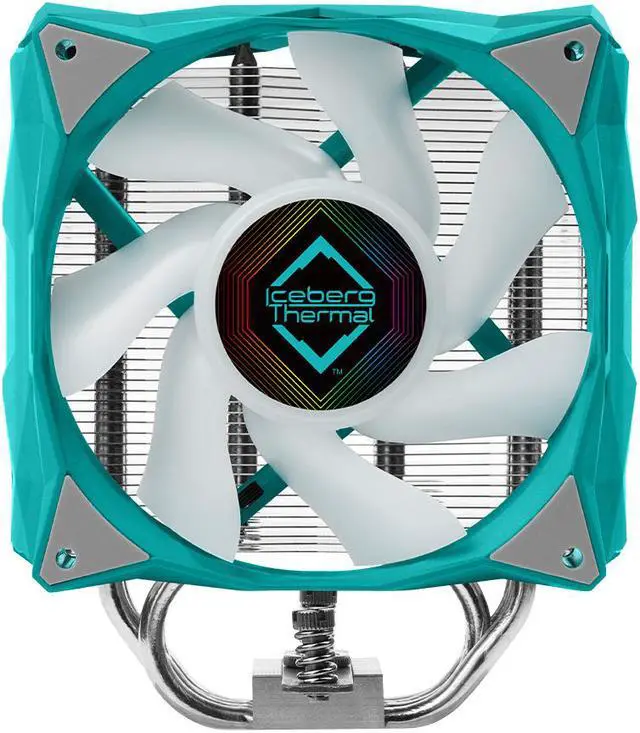 Alt view image 3 of 7 - Iceberg Thermal IceSLEET G4 OC CPU Air Cooler 4 Nickel-Plated Heatpipes with ARGB 120mm PWM Fan for Intel and AMD (Teal) LGA 1700 AM5 Compatible