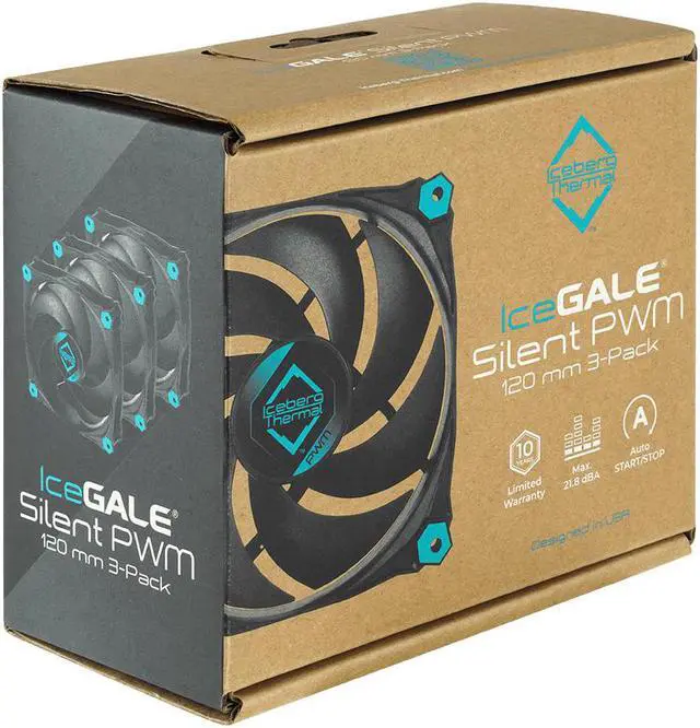 Alt view image 5 of 6 - Iceberg Thermal IceGALE Silent PWM 120mm (Black) 3-PACK Quiet Optimized Airflow 4-Pin Case Fans