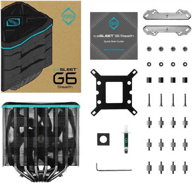 Alt view image 7 of 7 - Iceberg Thermal IceSLEET G6 Stealth Black-Nickel Plated 6 Direct Touch Heatpipe, with Ultra Silent 140mm fan Premium Hybrid CPU Cooler LGA 1700 & AM5 Compatible