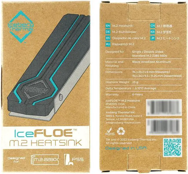 Alt view image 6 of 6 - Iceberg Thermal IceFLOE M.2 2280 SSD Heatsink NVME Double-Sided PS5 Compatible