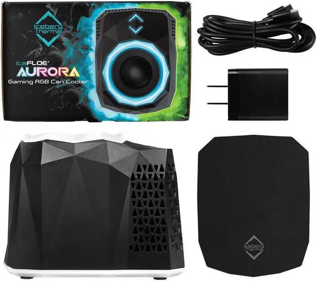 Alt view image 7 of 7 - Iceberg Thermal IceFLOE Aurora Gaming RGB Can Cooler Compact Thermoelectric LED Drink Cooler for 12 Oz Cans