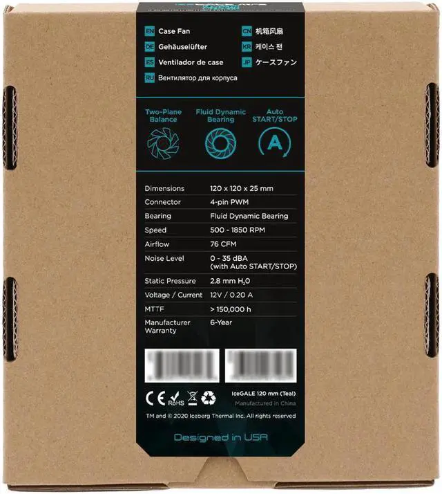 Alt view image 4 of 4 - Iceberg Thermal IceGALE 120mm PWM Case Fan 6-Pack (Teal)