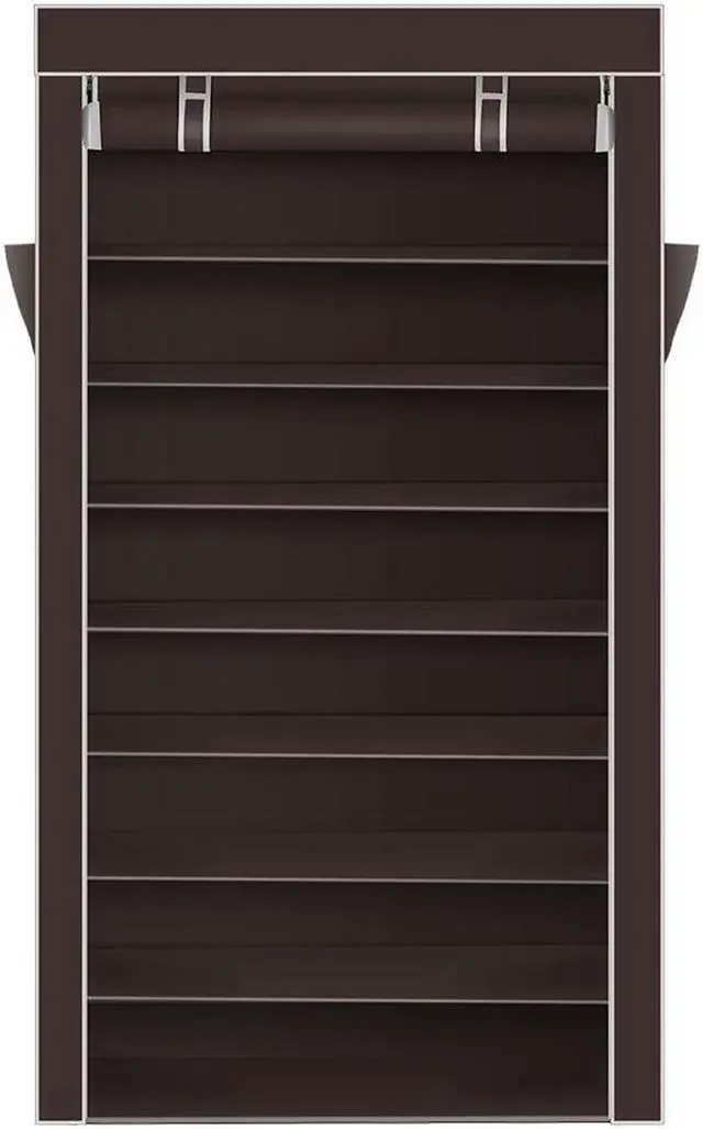 Alt view image 3 of 6 - Heavy Duty 10-Tier Shoe Rack Closet Storage Space Cabinet Organizer Holder Brown