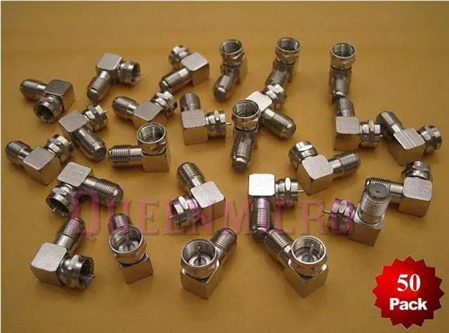 Main image of 50x F Right Angle 90 Degree Male to Female Screw Coax TV Cable Adapter Connector