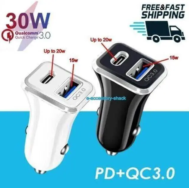 Alt view image 2 of 2 - 2 Pack Dual Port USB-C Fast Car Charger PD Adapter for iPhone  Android