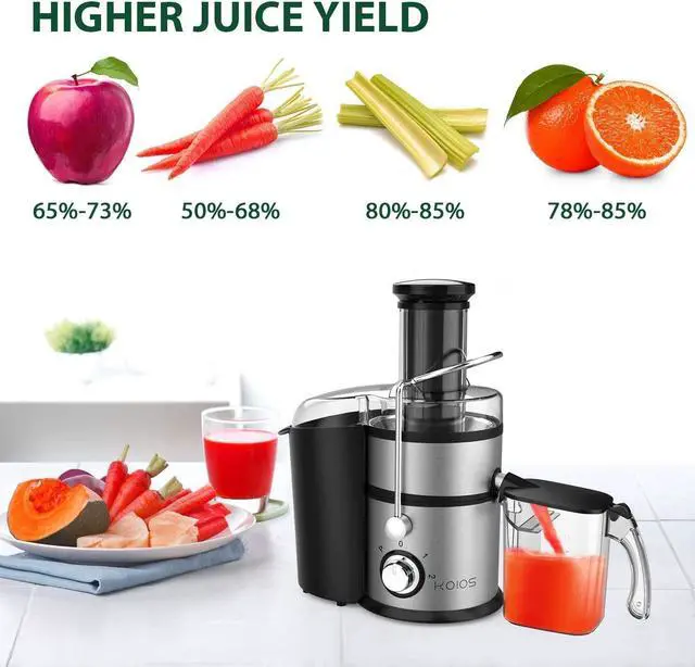 Alt view image 3 of 7 - KOIOS Centrifugal Juicer Machines, Juice Extractor with Big Mouth 3” Feed Chute, 304 Stainless-steel Filter Best Seller Juicer 2020, High Juice yield, Easy to Clean&100% BPA-Free, 1200W&Powerful.