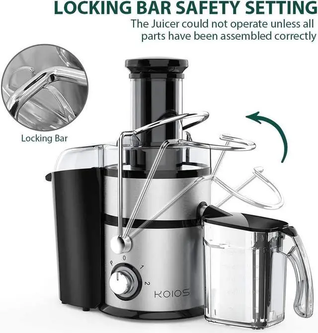 Alt view image 5 of 7 - KOIOS Centrifugal Juicer Machines, Juice Extractor with Big Mouth 3” Feed Chute, 304 Stainless-steel Filter Best Seller Juicer 2020, High Juice yield, Easy to Clean&100% BPA-Free, 1200W&Powerful.