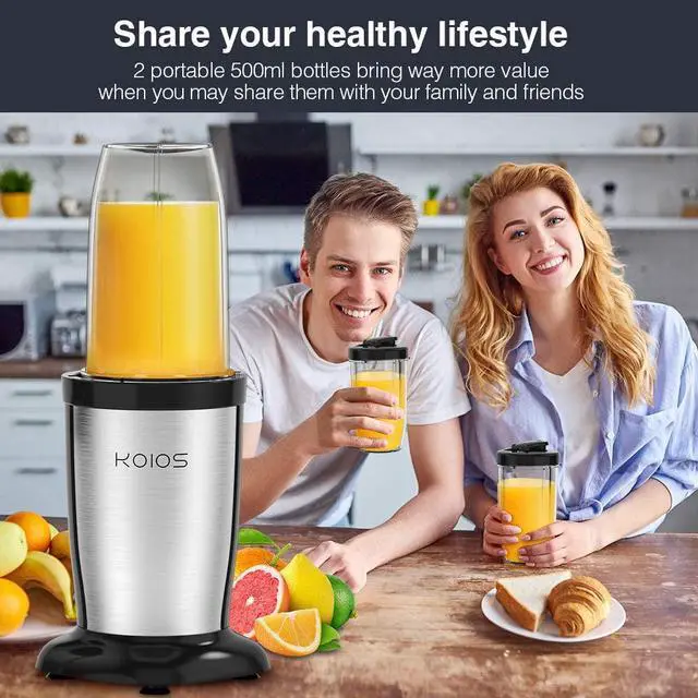 Alt view image 7 of 7 - KOIOS 850W Personal Blender for Shakes and Smoothies, 11 Pieces Bullet Single Smoothie Blender for Kitchen, Small Protable Mixer with 2x17 Oz and 10 Oz Travel Bottles, 2 Spout Lids, BPA Free (Black)