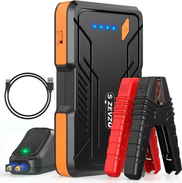 Main image of S ZEVZO Jump Starter 1000A Peak Portable Jump Starter for Car (Up to 7.0L Gas/5.5L Diesel Engine) 12V Auto Battery Booster Pack with Smart Clamp Cables, USB Charge, LED Flashlight Jump Box