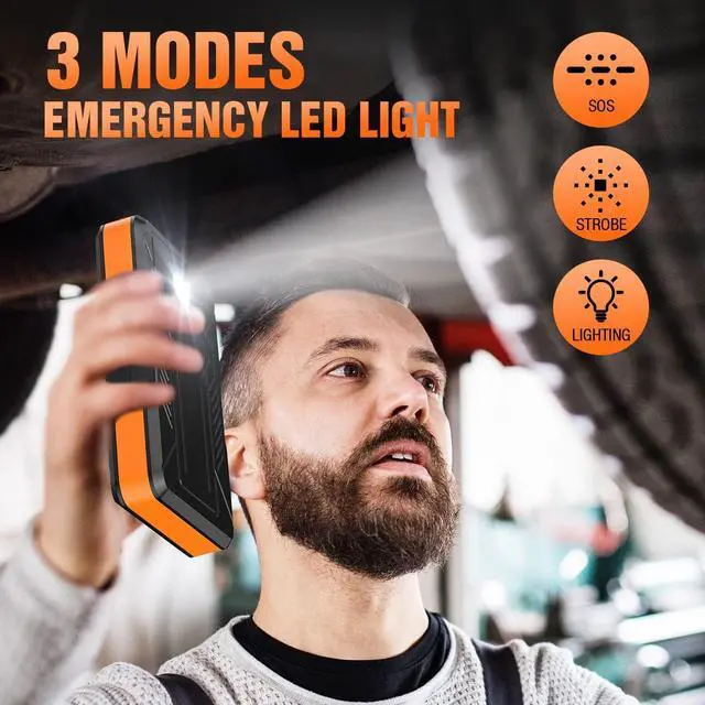 Alt view image 7 of 7 - S ZEVZO Jump Starter 1000A Peak Portable Jump Starter for Car (Up to 7.0L Gas/5.5L Diesel Engine) 12V Auto Battery Booster Pack with Smart Clamp Cables, USB Charge, LED Flashlight Jump Box