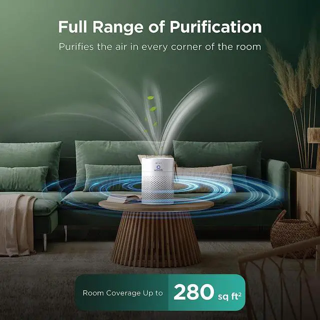 Alt view image 3 of 7 - Air Purifiers for Bedroom Home, KOIOS H13 True HEPA Filter Air Purifiers for Desktop Office Car Pets with USB Cable, Small Air Cleaner, Night Light, Timer, Remove Smoke, Dust, Odors, Pollen