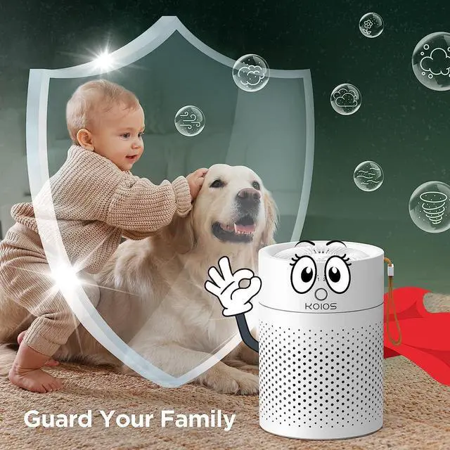 Alt view image 4 of 7 - Air Purifiers for Bedroom Home, KOIOS H13 True HEPA Filter Air Purifiers for Desktop Office Car Pets with USB Cable, Small Air Cleaner, Night Light, Timer, Remove Smoke, Dust, Odors, Pollen