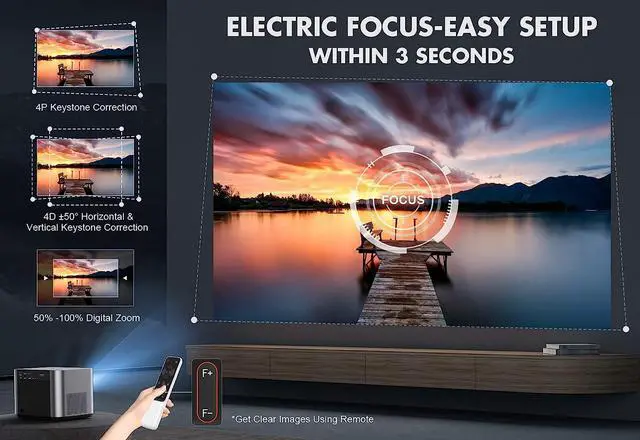 Alt view image 5 of 7 - VIZONY FHD 1080P Projector 4K Support, 800ANSI 5G WiFi Bluetooth Projector, Outdoor Projector with Full-Sealed Engine/Electric Focus/4P4D/PPT/Zoom, Home Movie Projector Compatible w/iOS/Android/PC/TV