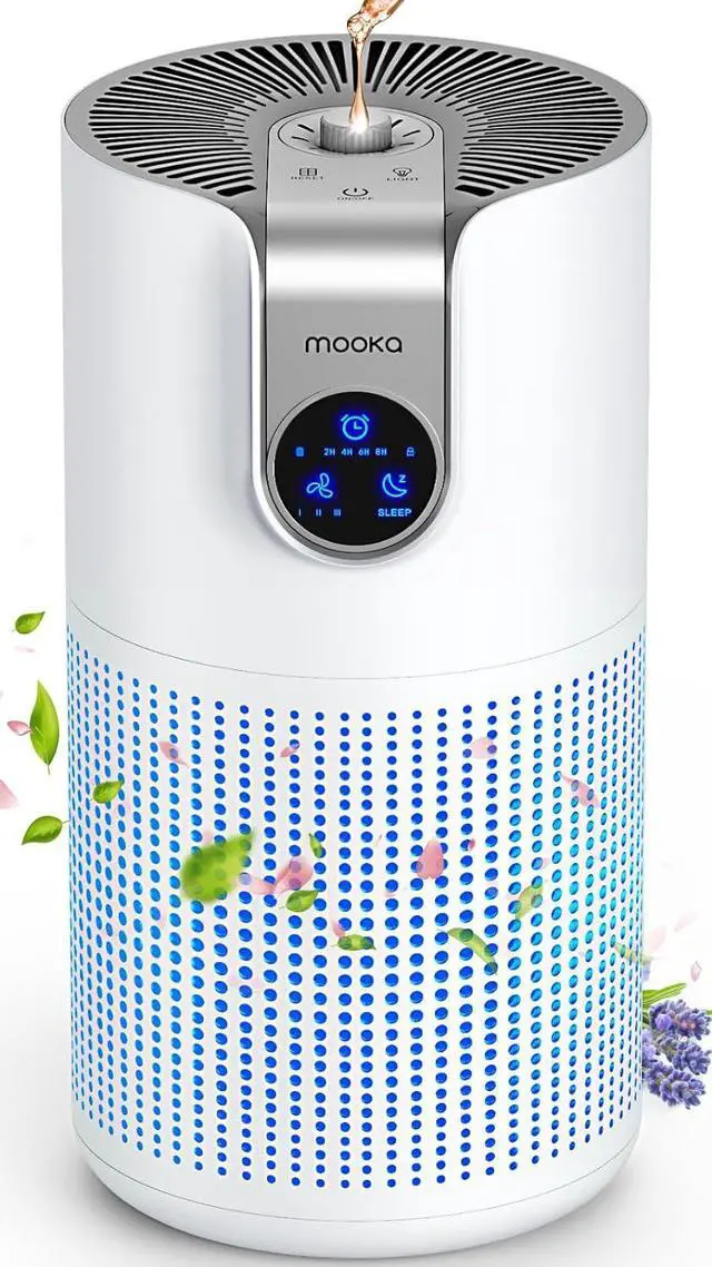 Main image of Air Purifiers for Home Large Room Up to 1500ft² with Aromatherapy, MOOKA HEPA Air Purifier for Bedroom Pets Kitchen, Air Filter Cleaner for Smoke Pollen Dust Dander Odor, 15dB, M03, White