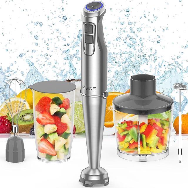 KOIOS 1100W Immersion Hand Blender, Stainless Steel Stick Blender with  12-Speed & Turbo Mode, 5-in-1 Handheld Blender with 600ml Mixing Beaker  with
