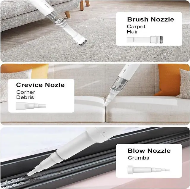 Alt view image 5 of 7 - MOOKA Cordless Car Vacuum Rechargeable, 1.1LB Lightweight Portable Mini Vacuum for Car,Home, Dual Filtration Handheld Vacuum Cleaner with Blower, 6000Pa Suction Power, USB C Fast Charging
