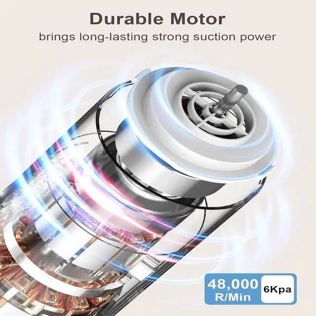 Alt view image 3 of 7 - MOOKA Cordless Car Vacuum Rechargeable, 1.1LB Lightweight Portable Mini Vacuum for Car,Home, Dual Filtration Handheld Vacuum Cleaner with Blower, 6000Pa Suction Power, USB C Fast Charging