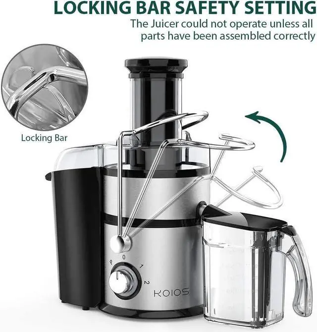 Alt view image 5 of 7 - 1300W KOIOS Centrifugal Juicer Machines, Juice Extractor with Extra Large 3inch Feed Chute, Full Copper Motor, Titanium-Plated Filter, High Juice Yield, 3 Speeds Mode,Easy to Clean with Brush,BPA-Free