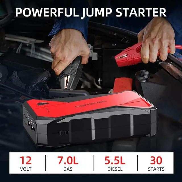 Alt view image 2 of 7 - DBPOWER 1000A Portable Car Jump Starter (UP to 7.0L Gas, 5.5L Diesel Engine), 12V Lithium-Ion Auto Battery Booster, Power Pack with LCD Screen Clamp Cables,USB Quick Charge, LED Flashlight