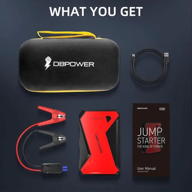 Alt view image 7 of 7 - DBPOWER 1000A Portable Car Jump Starter (UP to 7.0L Gas, 5.5L Diesel Engine), 12V Lithium-Ion Auto Battery Booster, Power Pack with LCD Screen Clamp Cables,USB Quick Charge, LED Flashlight