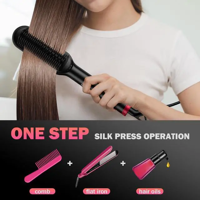 Alt view image 6 of 7 - MiroPure Hair Straightener Brush, Ring Hair Straightener Comb Straightening Brush with 13 Temp Settings 30s Fast Heating & Negative Ions, Straightening Comb for Women with LED Display & Dual Voltage